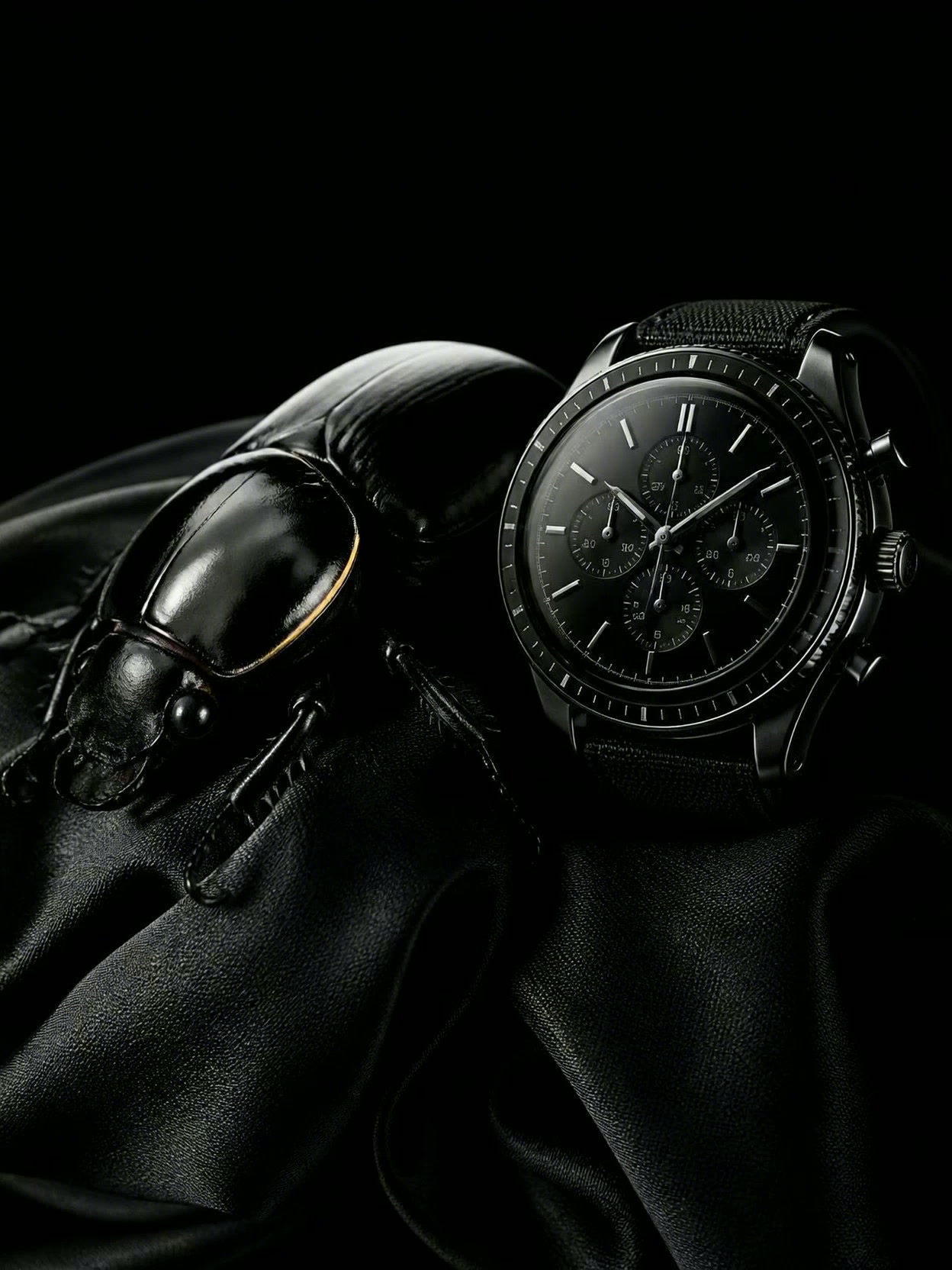 Black beetle guarding the Vantablack Chrono