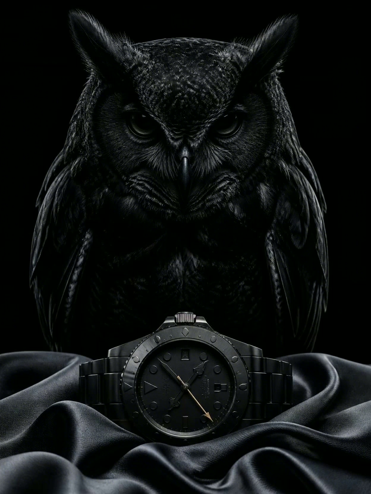Black owl guarding the Nocturne GMT